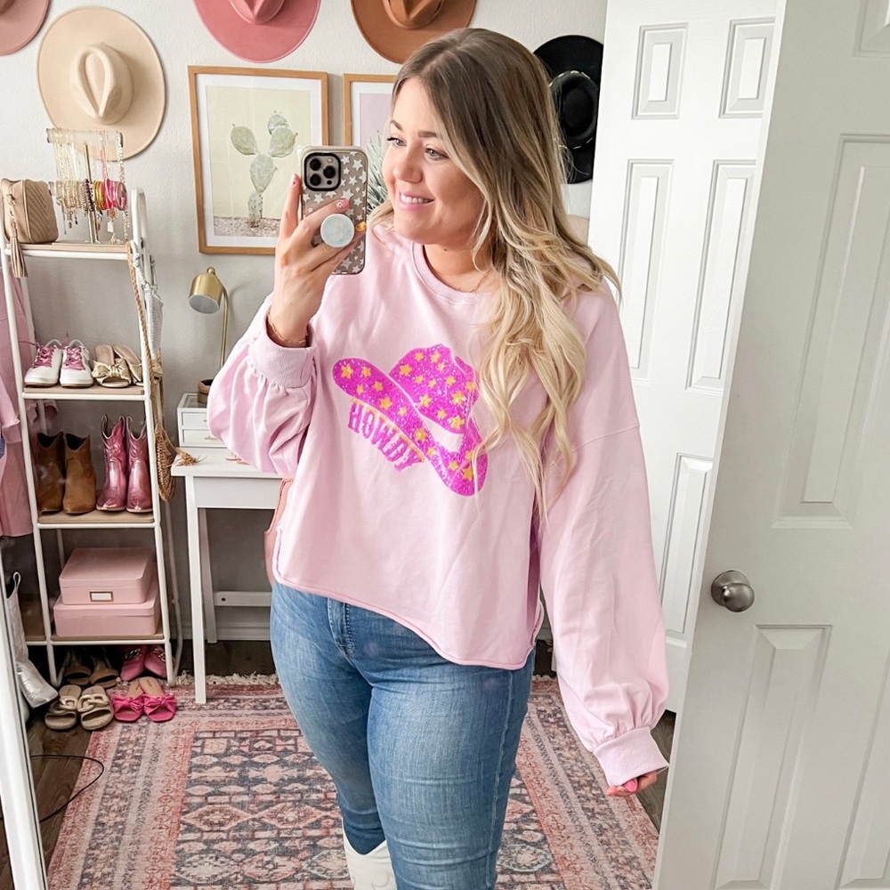 Pink Sequin Howdy Sweatshirt